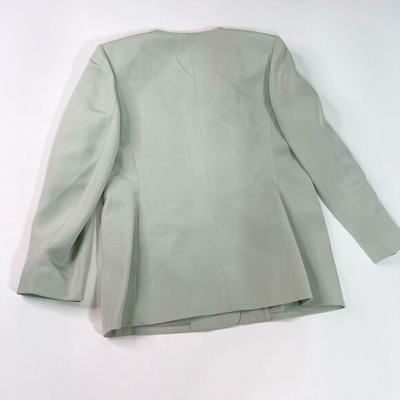 Talbots Skirt Suit Womens 8 Jacket Blazer Blue Pure Silk Career - Picture 8 of 16